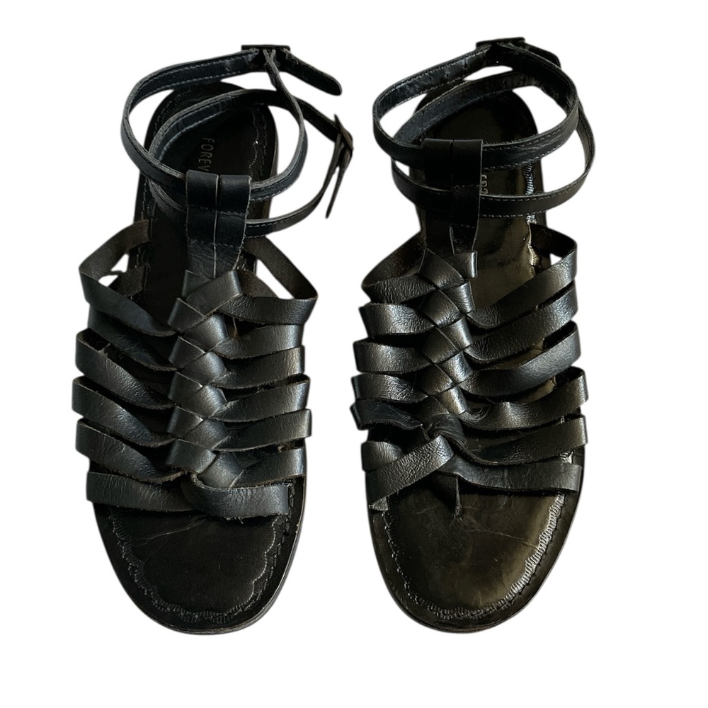 Forever 21 Black gladiator double ankle strap sandals
